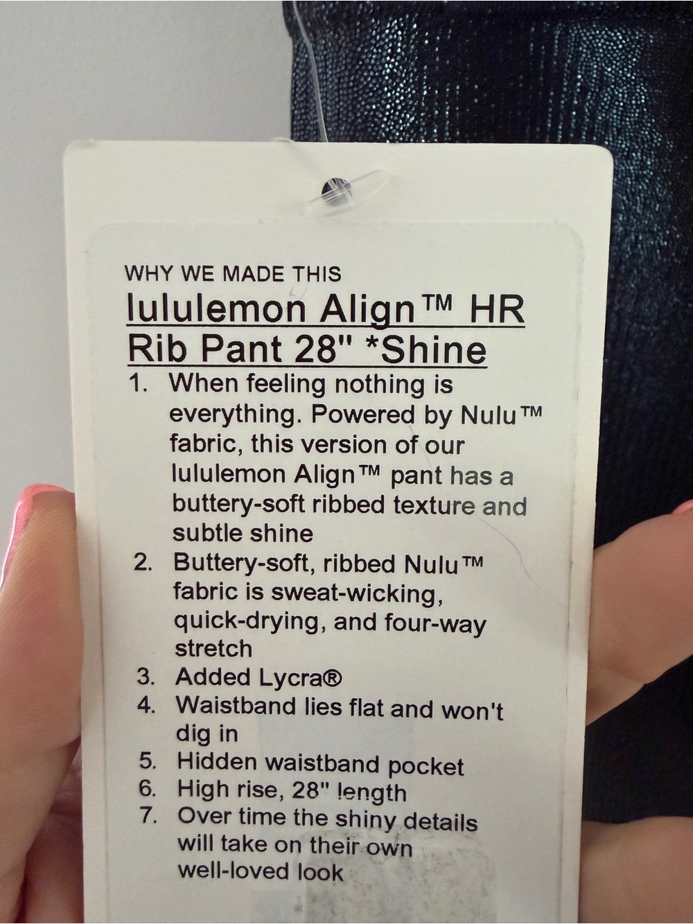 NWT lululemon Align Ribbed High-Rise Pant 28” Shine Black Size 2 - Picture 5 of 6